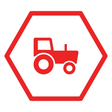 Vektör illüstrasyonu olarak traktör ve altıgen