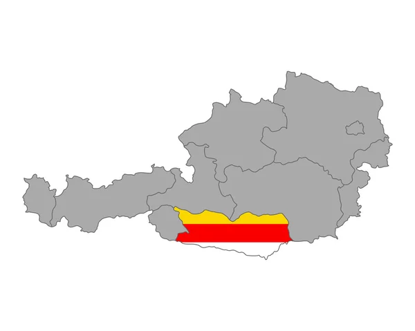 Mapa Austrii z flagą Karyntii — Wektor stockowy