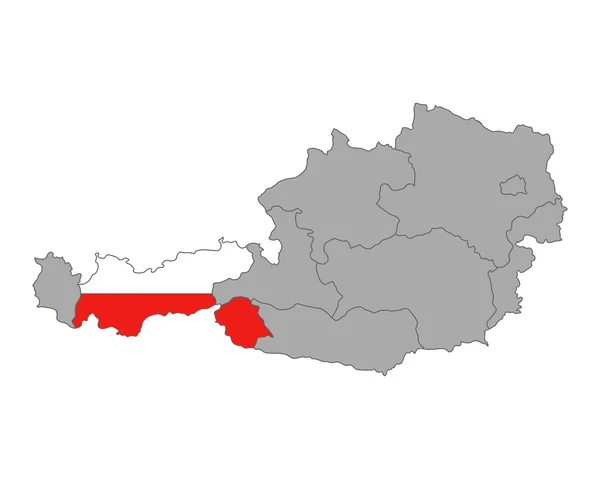 Mapa da Áustria com bandeira de Tirol —  Vetores de Stock