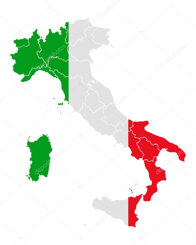 Map and flag of Italy