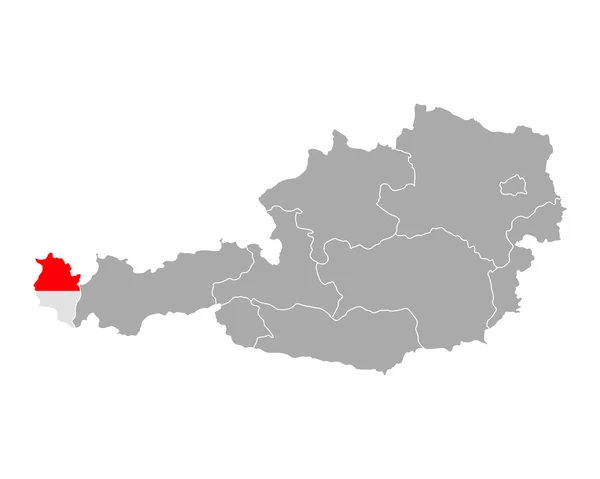 Χάρτης της Αυστρίας με την σημαία του Vorarlberg — Διανυσματικό Αρχείο