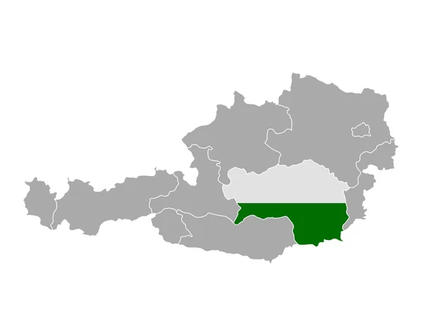 Carte de l'Autriche avec le drapeau de Styrie — Image vectorielle