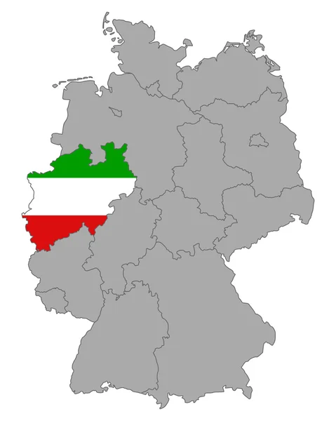 Mapa Německa s vlajkou Severní Porýní-Vestfálsko — Stockový vektor