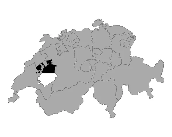 Mapa de Suiza con la bandera de Fribourg — Archivo Imágenes Vectoriales