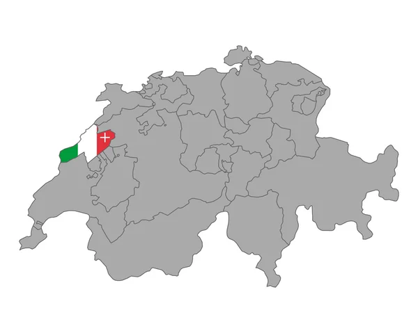 Mapa da Suíça com bandeira de Neuchatel — Vetor de Stock
