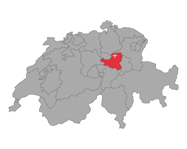 Karte der Schweiz mit der Flagge von Schwyz — Stockvektor