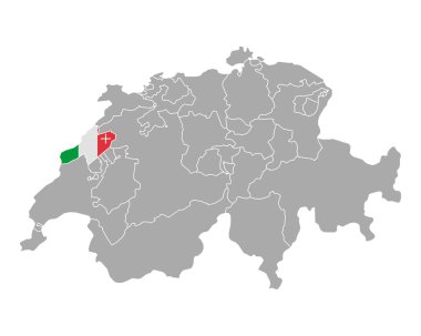 Neuchatel bayrağı ile İsviçre Haritası