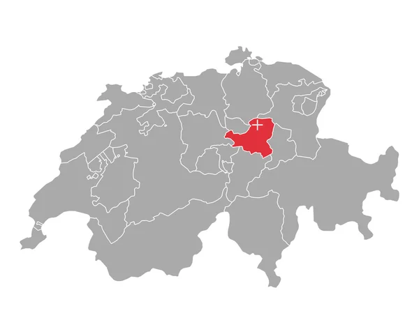 Χάρτης της Ελβετίας με την σημαία του Schwyz — Διανυσματικό Αρχείο