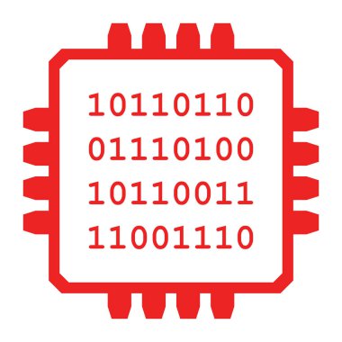 Vektör illüstrasyonu olarak ikili kod ve çip