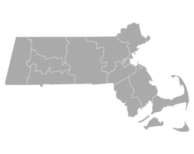Accurate map of Massachusetts clipart