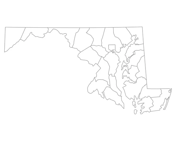 Přesná mapa Maryland — Stockový vektor