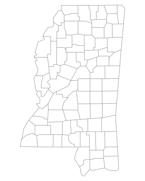 Mapa preciso de Misisipi — Vector de stock