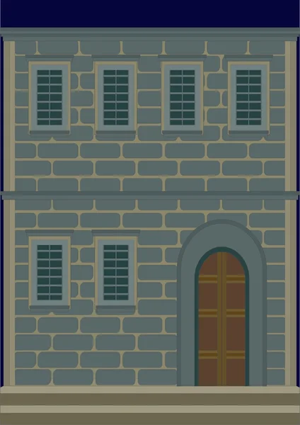 Twee verdiepingen huis, retro. — Stockvector