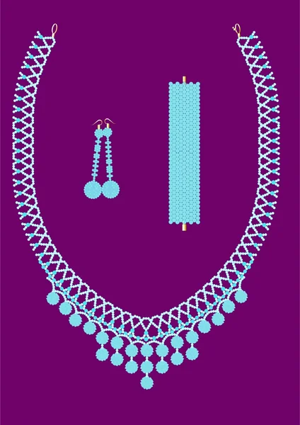 Jewelry set with turquoise. — Stock Vector