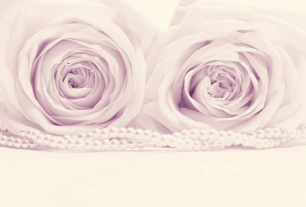 Красиві рожеві троянди з перлиною тоновані в стилі інстаграм як — стокове фото