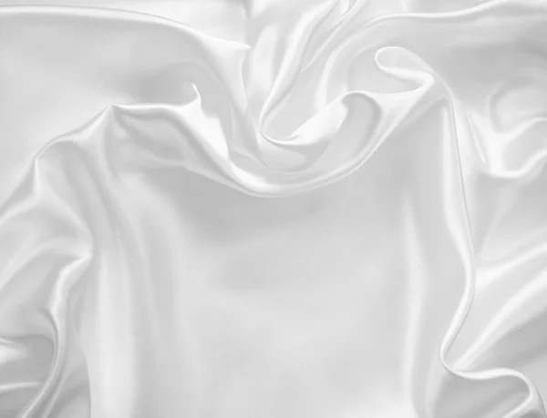 Glatte, elegante weiße Seiden- oder Satin-Textur als Hochzeitshintergrund — Stockfoto
