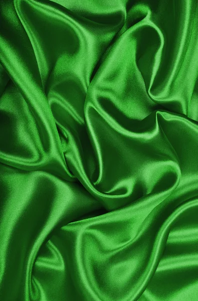 Liso elegante seda verde o satén como fondo — Foto de Stock