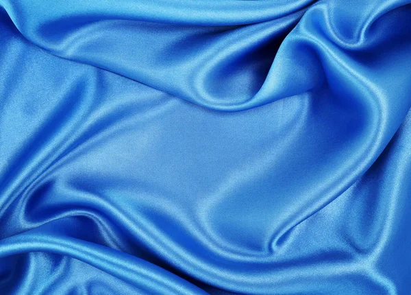 Λείο Κομψό Μπλε Μετάξι Σατέν Υφή Ύφασμα Πολυτελείας Μπορεί Χρησιμοποιηθεί — Φωτογραφία Αρχείου