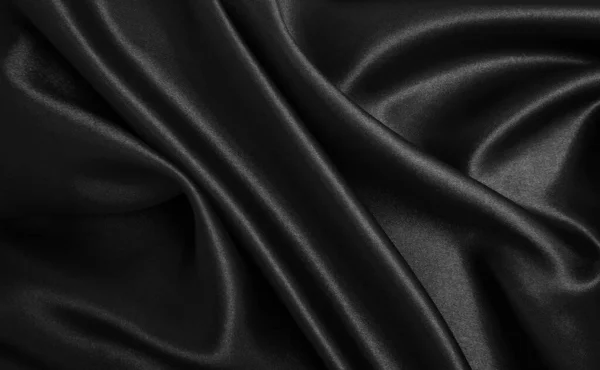 光滑典雅的黑色丝绸或缎子质感可以用作抽象的背景 豪华背景设计 — 图库照片