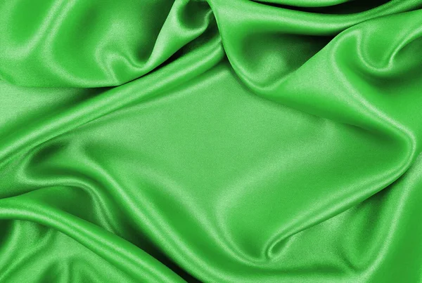 Λείο Κομψό Πράσινο Μετάξι Σατέν Υφή Ύφασμα Πολυτελείας Μπορεί Χρησιμοποιηθεί — Φωτογραφία Αρχείου