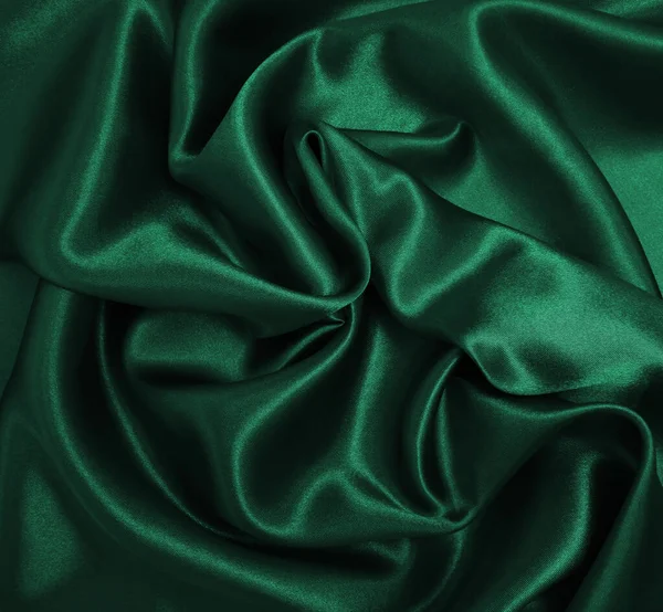 Liscio Elegante Seta Verde Raso Tessuto Lusso Texture Può Utilizzare — Foto Stock