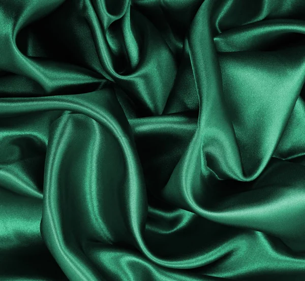 Liscio Elegante Seta Verde Raso Tessuto Lusso Texture Può Utilizzare — Foto Stock