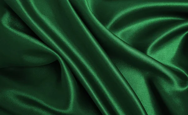 Liscio Elegante Seta Verde Raso Tessuto Lusso Texture Può Utilizzare — Foto Stock