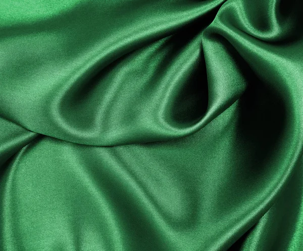 Liscio Elegante Seta Verde Raso Tessuto Lusso Texture Può Utilizzare — Foto Stock