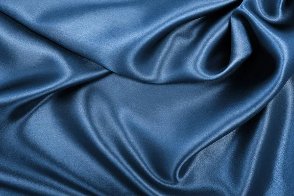 Lisse Élégante Soie Bleue Satin Texture Tissu Luxe Peut Utiliser — Photo