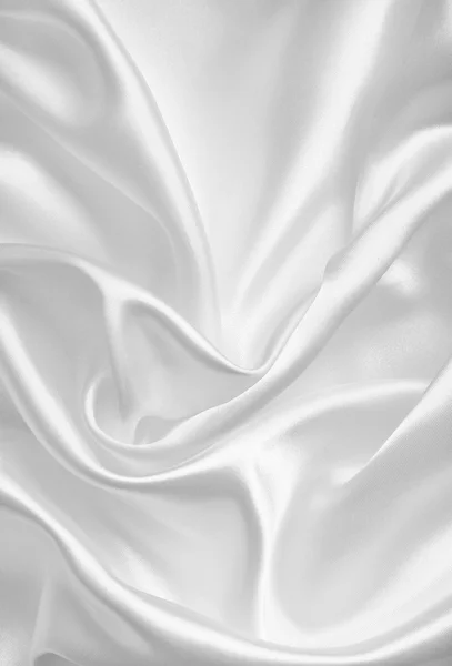 Slät elegant vit siden eller satin textur som bröllop bakgrund — Stockfoto