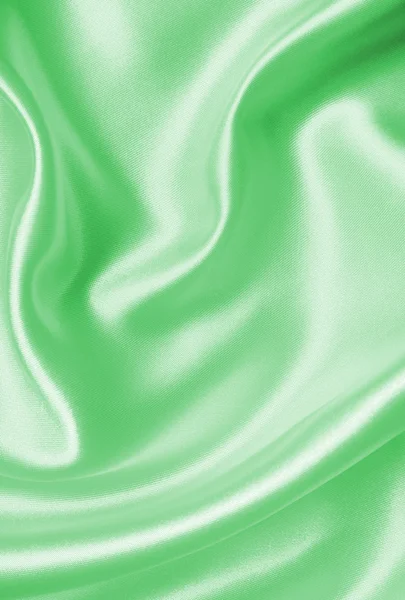 光滑优雅绿色丝绸或缎子纹理作为背景 — 图库照片