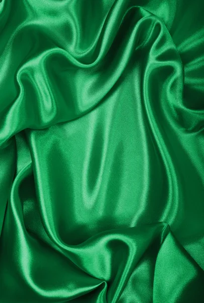 Liscio elegante seta verde o raso texture come sfondo — Foto Stock