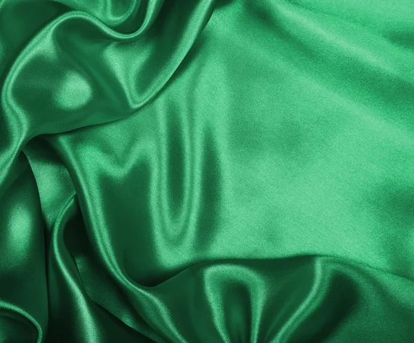 Texture lisse et élégante de soie verte ou de satin comme fond — Photo