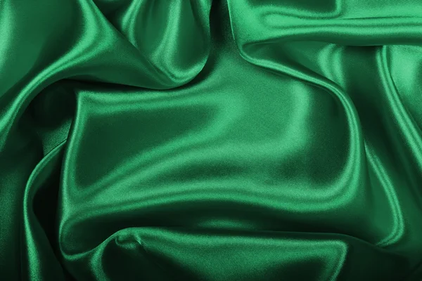 Liscio elegante seta verde o raso texture come sfondo — Foto Stock