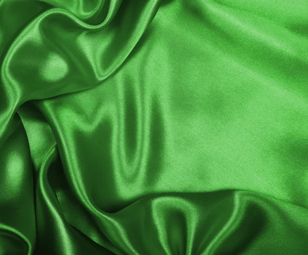 Liscio elegante seta verde o raso texture come sfondo — Foto Stock