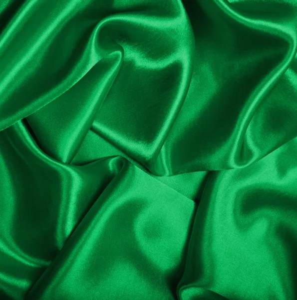 Liscio elegante seta verde o raso texture come sfondo — Foto Stock