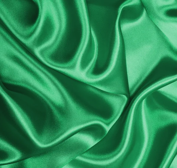 Liscio elegante seta verde o raso texture come sfondo — Foto Stock