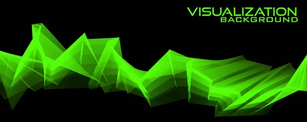 Visualization Tech Abstraction Thin Green Lines Black Background Complicated Vector — Stock Vector