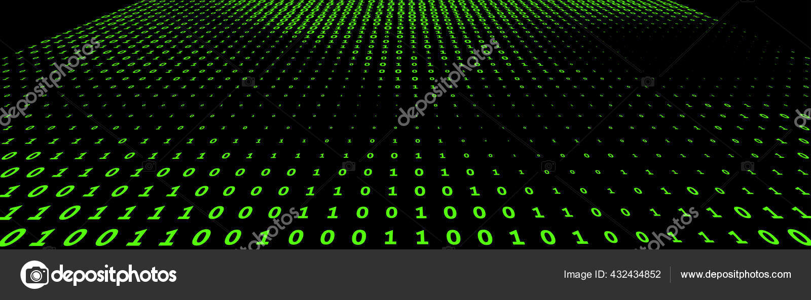 Binary Code Perspective Background Green Digits Black Digital Vector ...