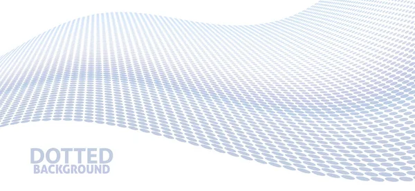 白い背景にハーフトーン効果を持つ抽象的なペリウィンクル灰色の点線波 ベクトルグラフィックテンプレート — ストックベクタ