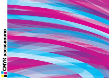 Abstract background with red violet and cerulean chaotic stripes. Artistic vector graphic pattern. CMYK colors clipart