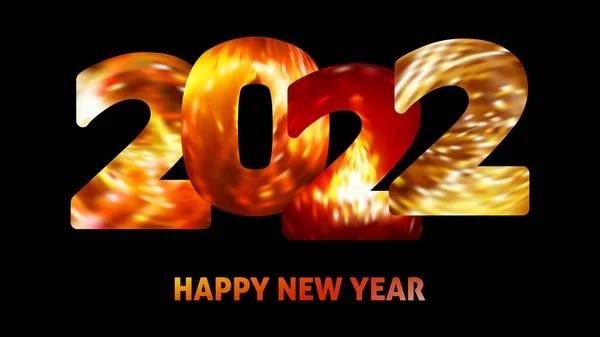 祝2022年新年快乐 在黑色背景上闪烁发光的数字 Shiny矢量图形模板 — 图库矢量图片