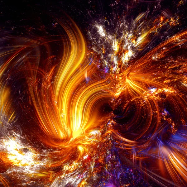 Golden fantasy flame. Digital artwork — Stock Photo, Image