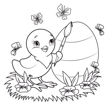 Easter Chicken painting egg vector Easter Chicken painting egg vector