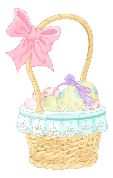 Easter basket full of eggs — Stock Vector