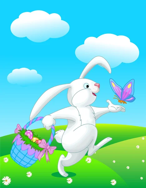 Conejito de Pascua corre — Vector de stock