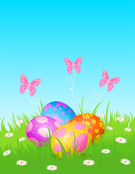 复活节彩蛋包围蝴蝶 — 图库矢量图片
