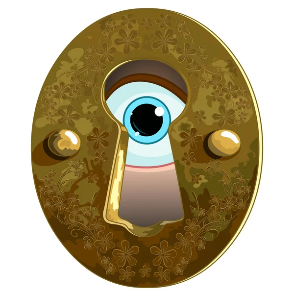 Μάτι κοιτάζει μέσα από την τρύπα του κλειδιού — Διανυσματικό Αρχείο