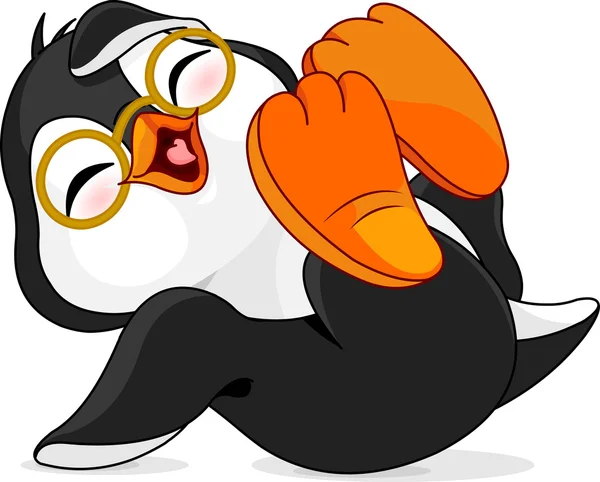 Cute baby penguin is laughing — Stock Vector