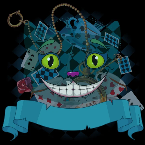 Cheshire cat in wonderland — Stock Vector